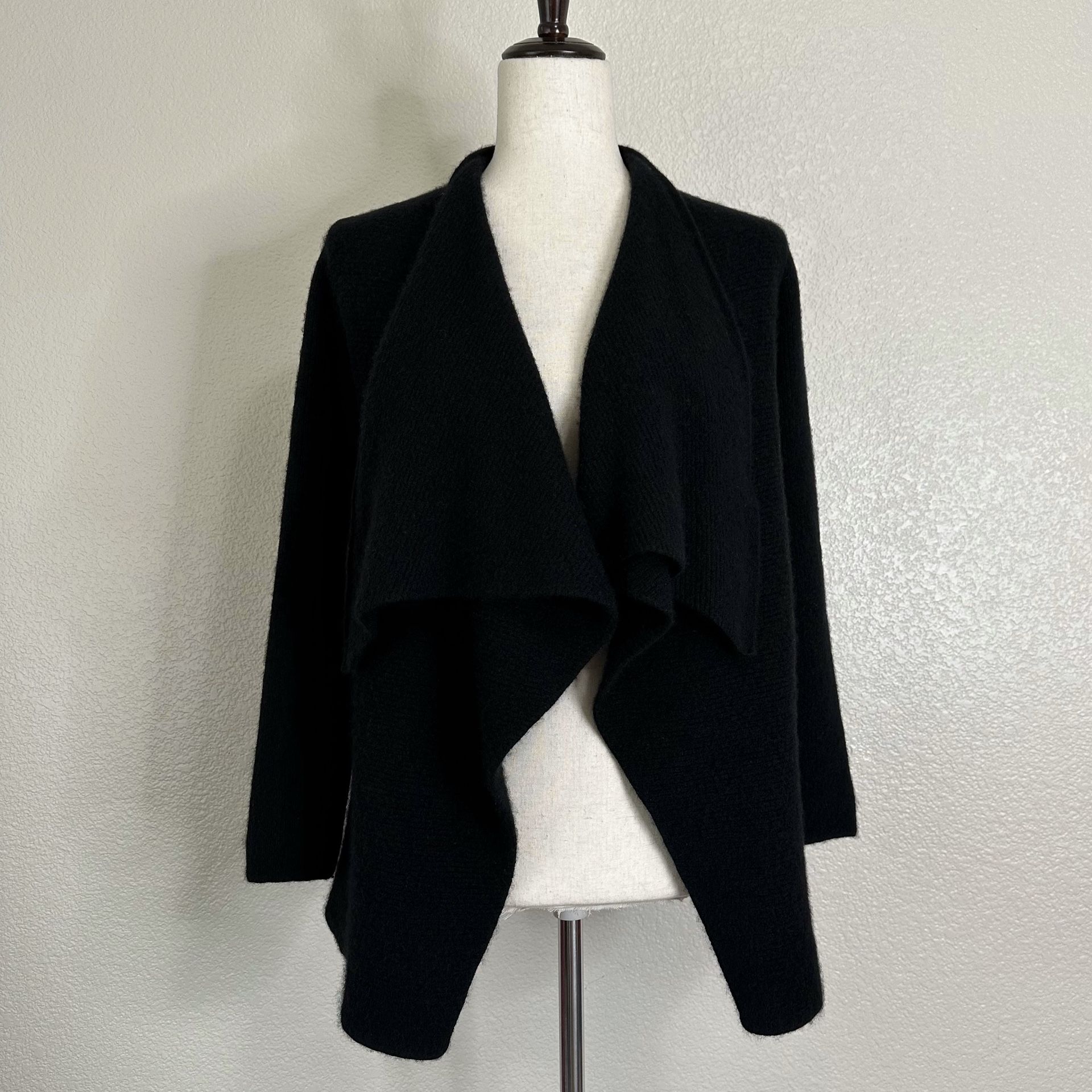 The Cashmere Project 100% Cashmere Black Open Front Cardigan, Sz Small