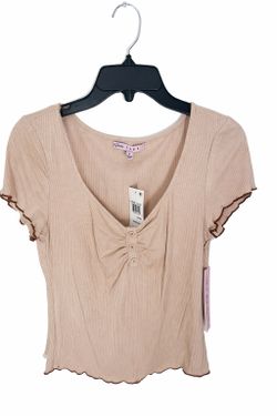 Blusa acanalada manga corta con botones 