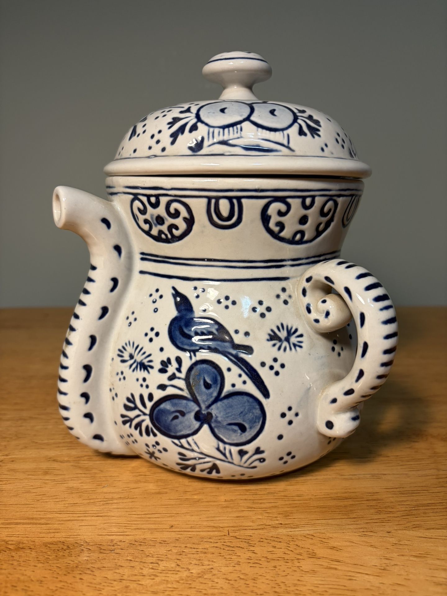 VTG AVON Products Birds Teapot Blue & White Made in Brazil Grandmillennial Decor