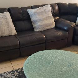 Real Leather Reclining Sofa