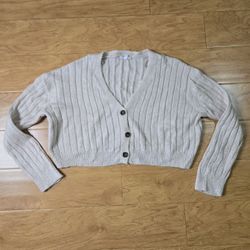 GARAGE Cropped Cream Cardigan Size M