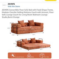 Versatile sofa futon burnt orange
