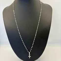 18K White Gold 750 Italian 🇮🇹 Necklace With Cross Charm