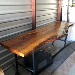 Custom Oak Desk And Matching  TV Stand 