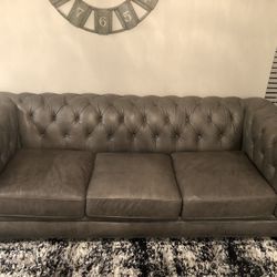 Gray Leather Couch In Nice Condition! 