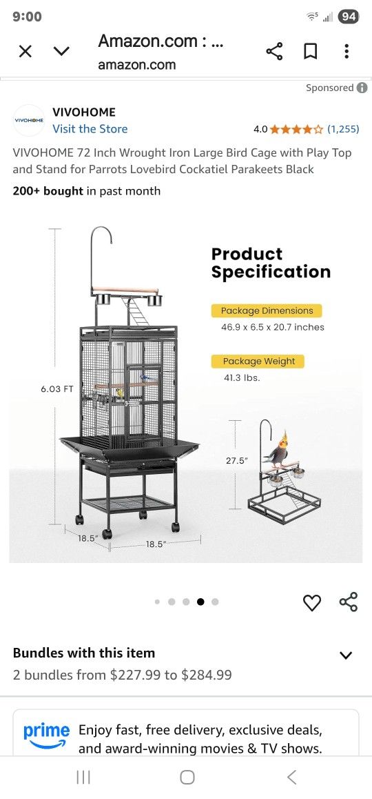 72 Inch Bird Cage