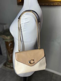 Coach Leather Flap Shoulder Bag with Chain Strap