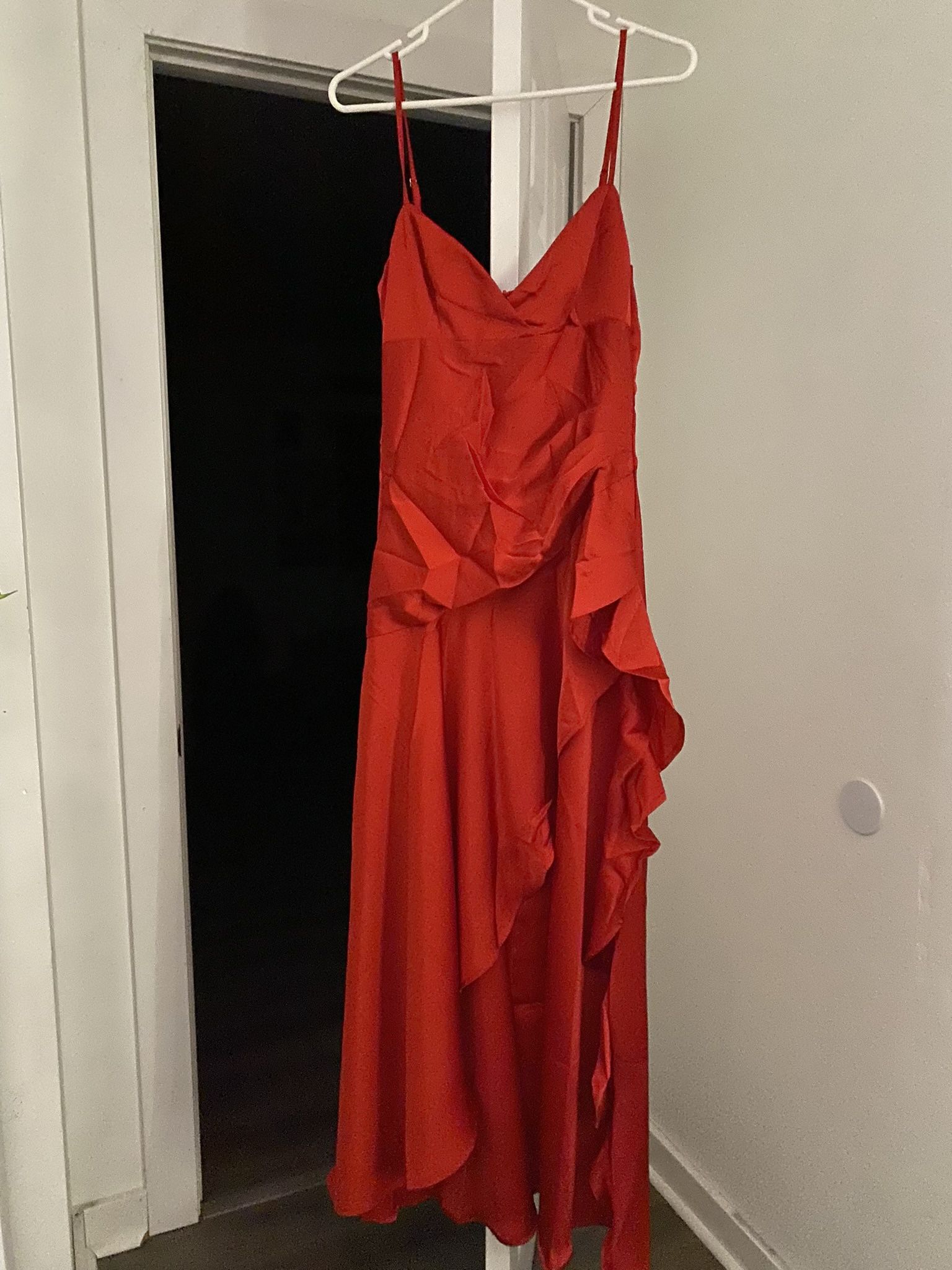 Red Ruffle Prom Dress Size 4