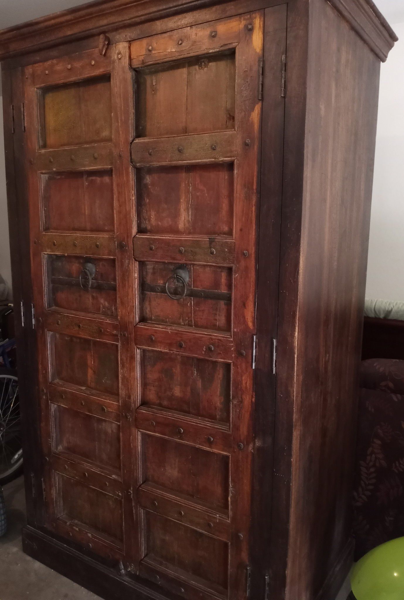 Antique rustic solid reclaimed mango wood armoire