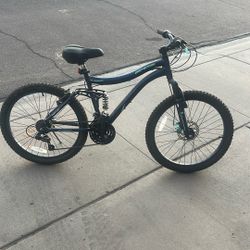 241 Genesis Bella Vista Full Suspension Tween/Teen Mountain Bike, 24" Wheels, Blue