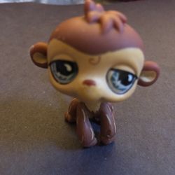 Littlest Pet Shop #485 Brown Monkey Blue Teardrop Eyes LPS