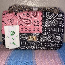 Brand New Black & Pink  Bandanna Purse