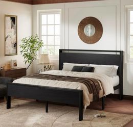 Like New metal and wood black bed frame