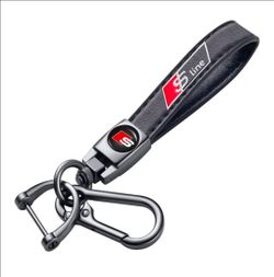Genuine Leather Car Keychain Compatible with Audi S Line Key ring