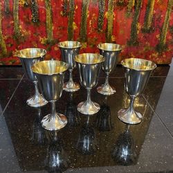 Set Of 6 Sterling Water Goblets 