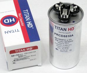 TITAN HD RUN CAPACITOR 55+10 MFD 370 VOLT ROUND