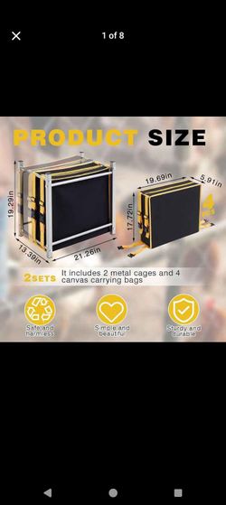 New in box
Gilprop 2 Set 2 Compartment Chicken Carrier with Metal Frame, Foldable Rooster Transport Cage, Breathable Canvas Poultry Travel Crate with 