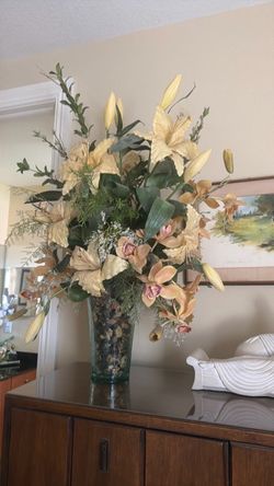 Large  Floral Arrangement in Glass Vase