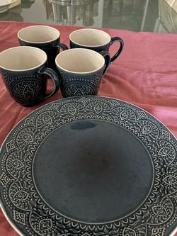 Elama Deepsea Stoneware Replacement Dinner Plates And Mugs