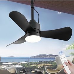 Gazebo Fan,32" Plug in Ceiling Fan with 3 Color LED Light