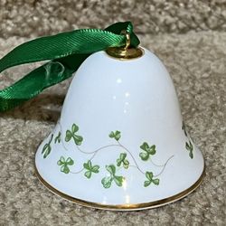 Ireland Royal Tara Bone China Shamrock Clover Pattern Miniature Bell Ornament 2"
