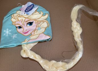 Frozen Elsa Beanie With Faux Braided Hair