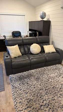 Leather reclining sofa
