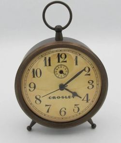 Crosley Metal Alarm Clock Brass Bronze Aged Color Shabby Chic Preowned