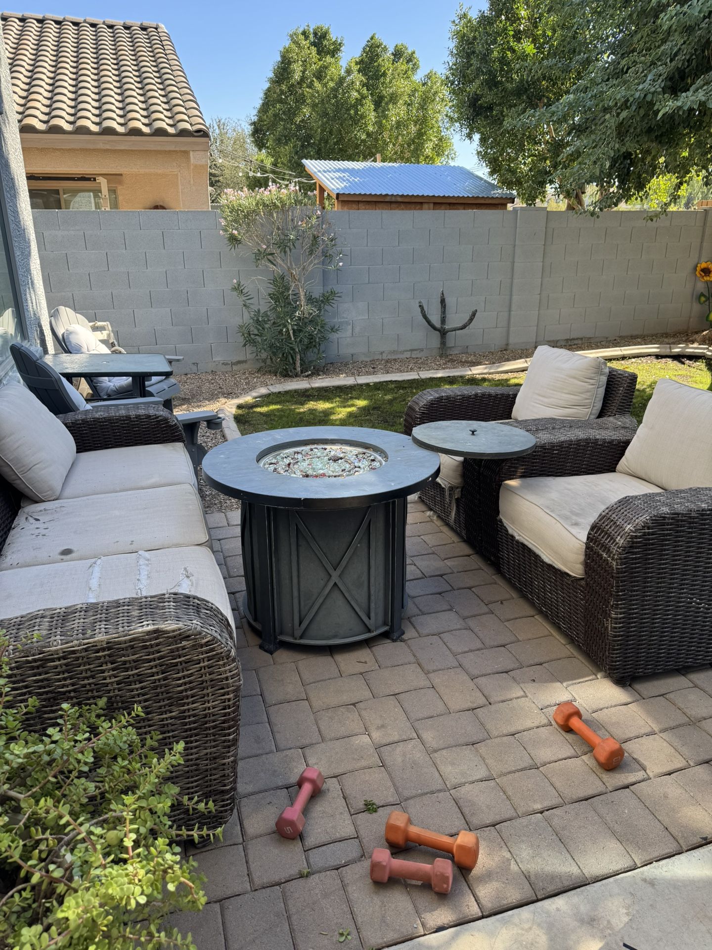 Wicker Patio Furniture And Fire Table