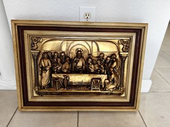 painting of the Last Supper in high relief. 25 1/2” X19”