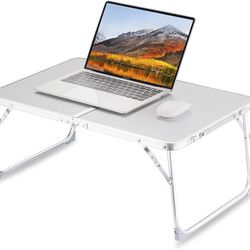 Foldable Laptop Table for Bed, SUVANE Lap Desk Bed Desk, Breakfast Serving Bed Tray, Portable Mini Picnic Table Storage Space Laptop Desk Reading Hold