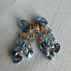 Hand Made Crystal Clip Earrings