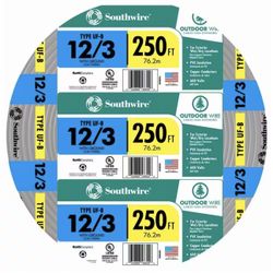 250 ft. 12/3 Gray Solid CU UF-B W/G Wire