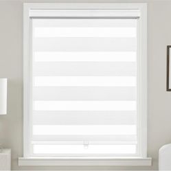 55" W×64" H, Dual Layer Roller Shade Room Darkening Sheer L  Window Shades, Light Filtering Cordless