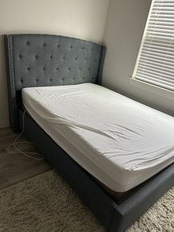 Gray Nail headed Queen Bed frame .