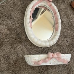 Vintage Ceramic Mirror And Shelf