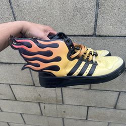Adidas x Jeremy Scott Wings 2.0 Flames Shoes Mens Size 9 Black Yellow
