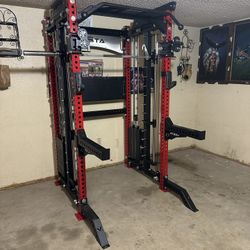 PRO SERIES Ultimate 3-1 Half Rack Functional Trainer w/Smith Machine Bar | 400lb Stack | Gym Equipment | Fitness | Commercial | Squat Rack 