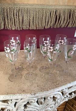 Six antique champagne glasses