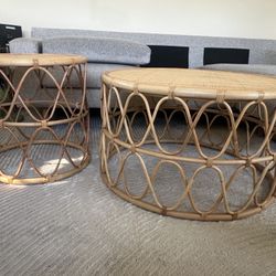 Rattan Indoor/Outdoor Coffee and Side Table Set 