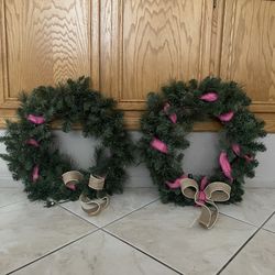 Two Pretty Decoration Wreaths with Pink Accents