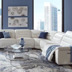 5 Piece Leather Dual Reclining Sectional