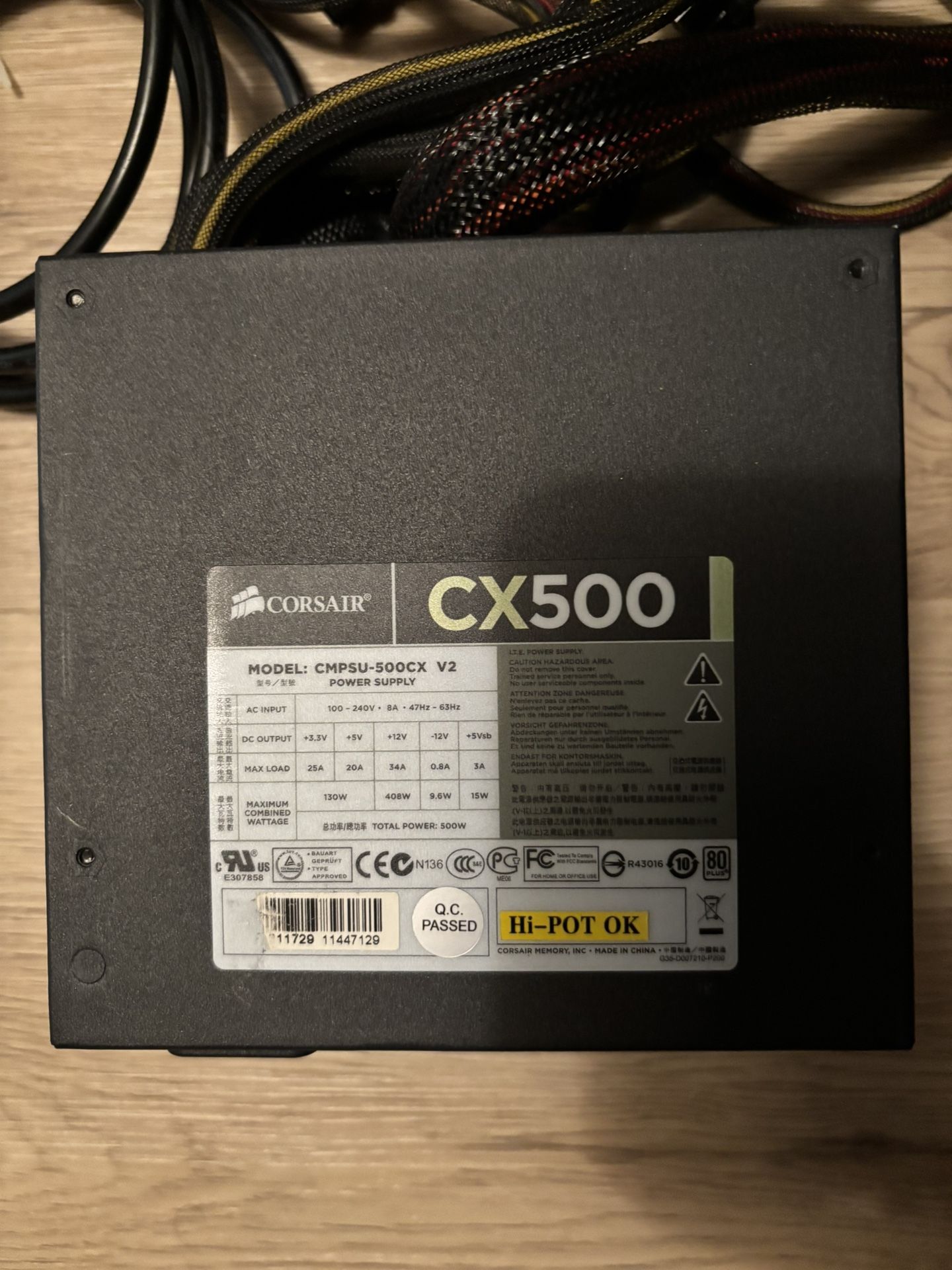 CORSAIR CX Series CX500 500W 80 PLUS BRONZE Active PFC ATX12V & EPS12V Power Supply
