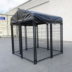 $170 (New in box) Heavy duty kennel with cover dog cage crate pet playpen (4’l x 4’w x 4.5’h)