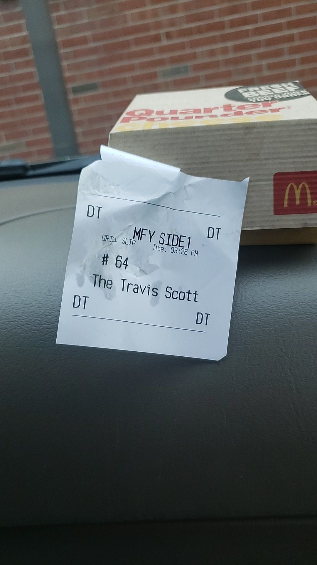 Travis Scott McDonald's Receipt (CHEAP )