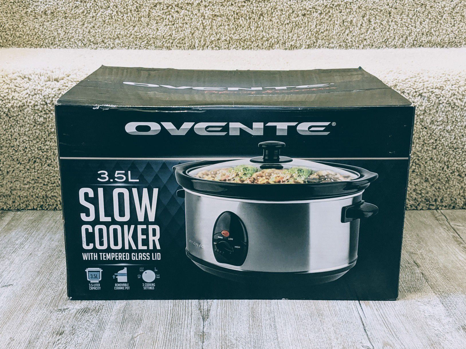 NEW: Ovente 3.5L Slow Cooker w/Tempered Lid