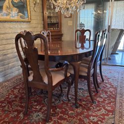 Dining Table w/6 Chairs Solid Cherry Wood Vintage (6-10 Seater)