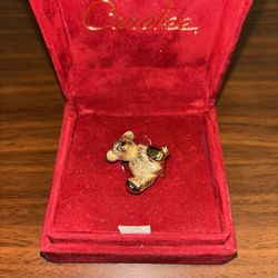 Vintage New Carolee Gold Tone Teddy Bear 1” Brooch Pin