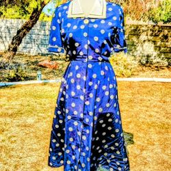 Vintage Swirls Petite Sz 2 Liz Claiborne Full-Button Blouson Maxi Shirt Dress