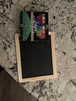 Double sided chalkboard and markers 